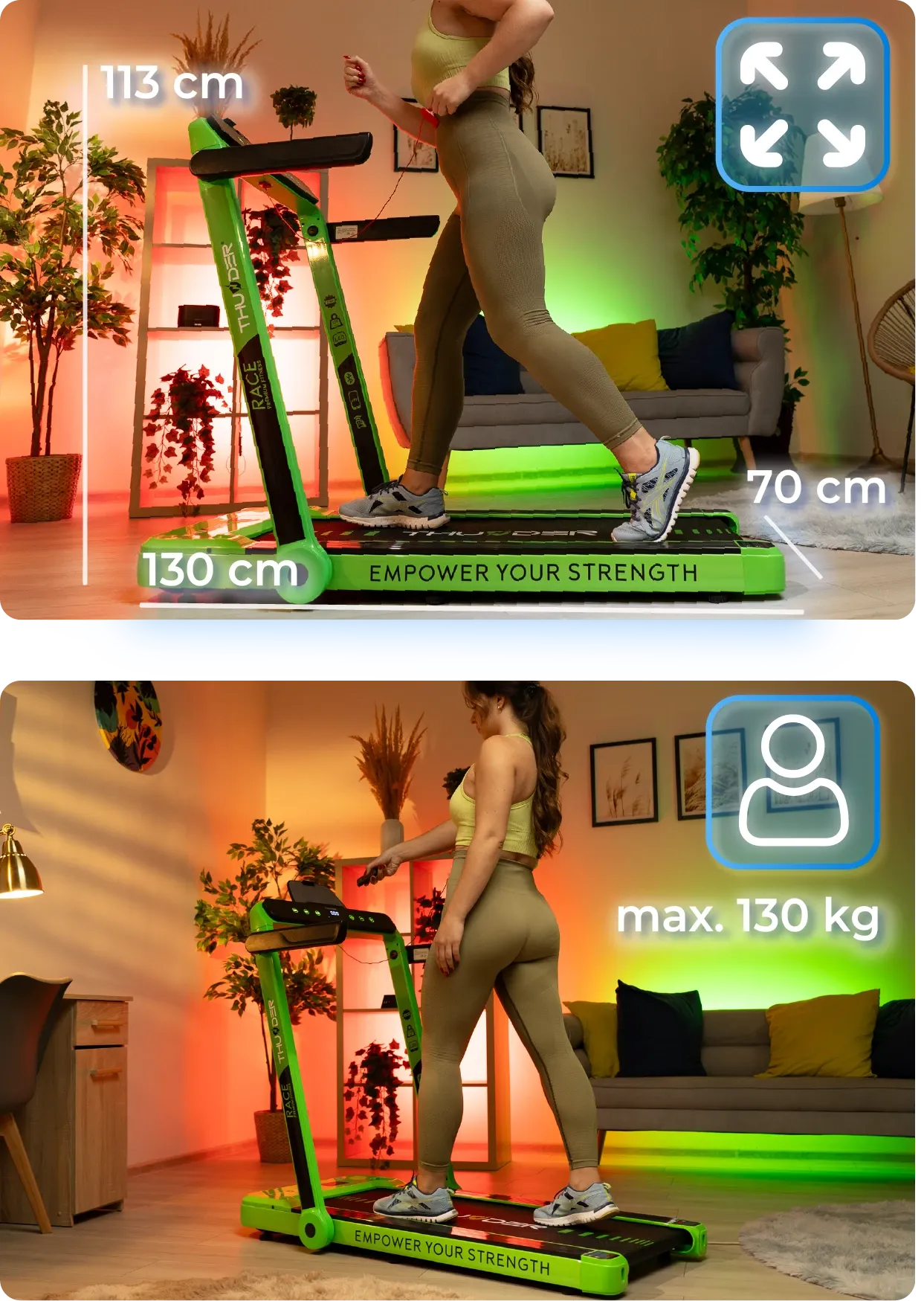 Seitenansicht RACE-GREEN Laufband