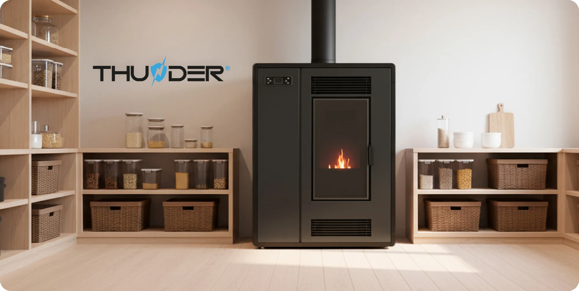 Freistehender Pelletofen 12 kW – THUNDER ARIA-BLACK