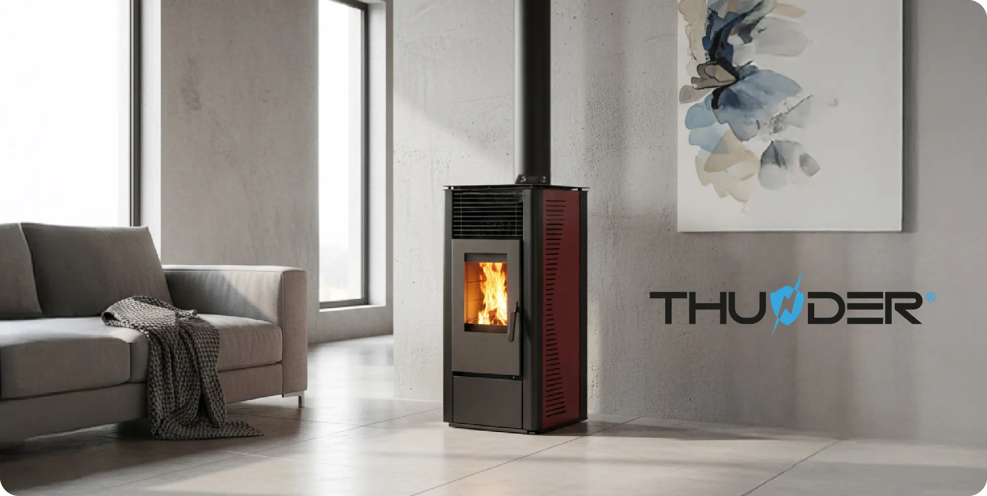Freistehender Pelletsofen 12 kW – THUNDER ARIA-BLACK