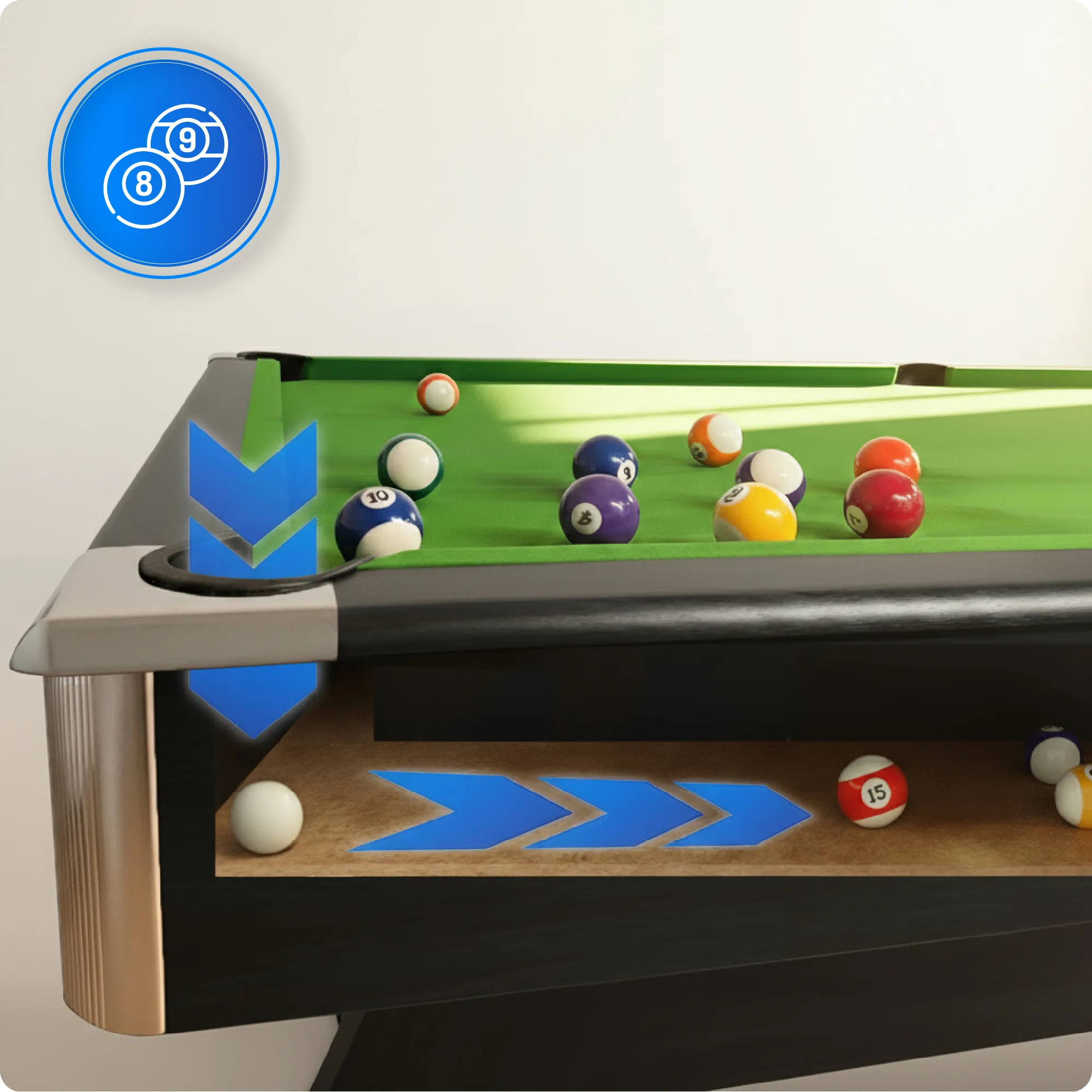 Billardtisch-Set BOLD-BLACK-8FT