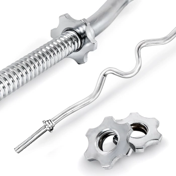 Stark gebogene SZ-Hantelstange mit Schraubverschluss 120 cm 30 mm THUNDER