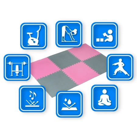 Puzzle-Trainingsmatte rosa-grau 60x60cm THUNDER