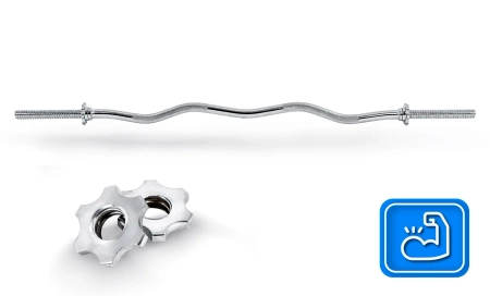 Leicht gebogene SZ-Hantelstange mit Schraubverschluss 120 cm 30 mm THUNDER