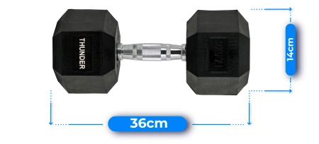 Hexagonale Hantel 17,5 kg THUNDER
