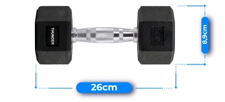Hexagonale Hantel 5 kg THUNDER
