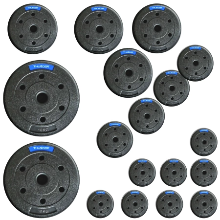 Bitumen-Gewichteset der Marke THUNDER 2x10 kg + 4x5 kg + 4x2,5 kg + 8x1,25 kg