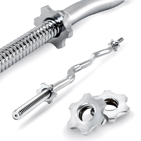 Leicht gebogene SZ-Hantelstange mit Schraubverschluss 120 cm 30 mm THUNDER