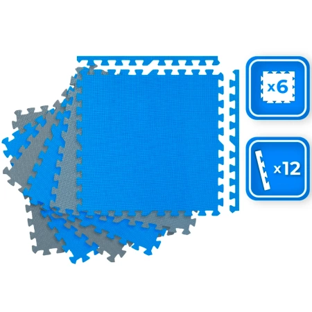 Puzzle-Trainingsmatte blau-grau 60x60x1cm THUNDER