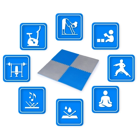 Puzzle-Trainingsmatte blau-grau 60x60x2cm THUNDER