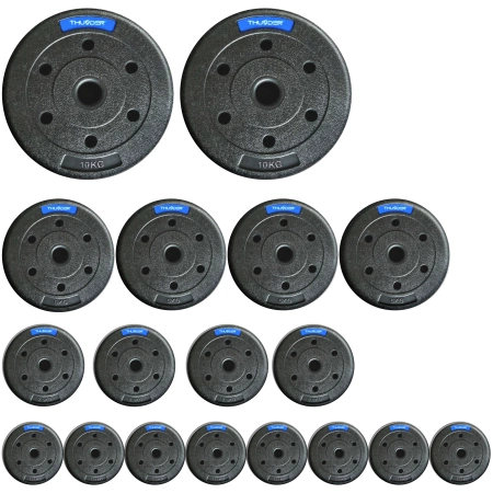 Bitumen-Gewichteset der Marke THUNDER 2x10 kg + 4x5 kg + 4x2,5 kg + 8x1,25 kg