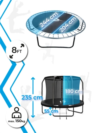THUNDER INSIDE ELITE 8FT (244 cm) BLACK Trampolin