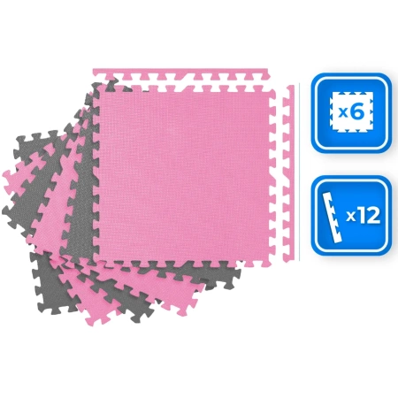 Puzzle-Trainingsmatte rosa-grau 60x60cm THUNDER